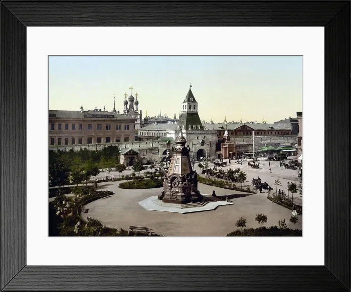 Framed Print : Ilyinka Square, Il'inka, Moscow, Russia, c. 1890, Historic, digitally enhanced reproduction of a photochrome print of the period Framed Print : Ilyinka Square, Il'inka, Moscow, Russia, c. 1890, Historic, digitally enhanced reproduction of a photochrome print of the period
