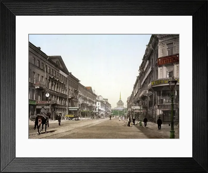 Framed Print : The Nevsky, Nevsky Prospect and the Admiralty, St. Petersburg, Russia, c. 1890, Historic, digitally enhanced reproduction of a photochrome print of the period