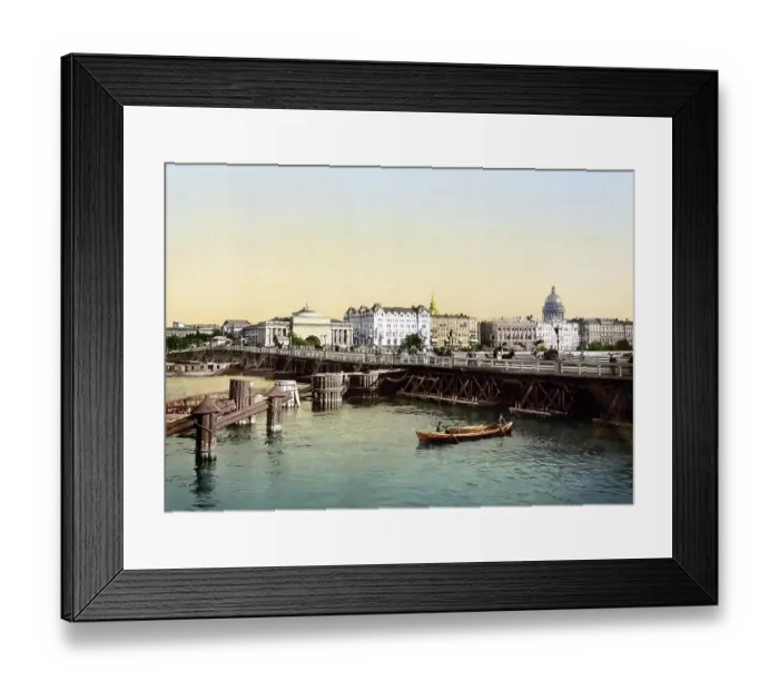 Framed Print : Dwortzowi, Dvortsovyi, Bridge and Admiralty Quay, St. Petersburg, Russia, c. 1890, Historic, digitally enhanced reproduction of a photochrome print of the period Framed Print : Dwortzowi, Dvortsovyi, Bridge and Admiralty Quay, St. Petersburg, Russia, c. 1890, Historic, digitally enhanced reproduction of a photochrome print of the period