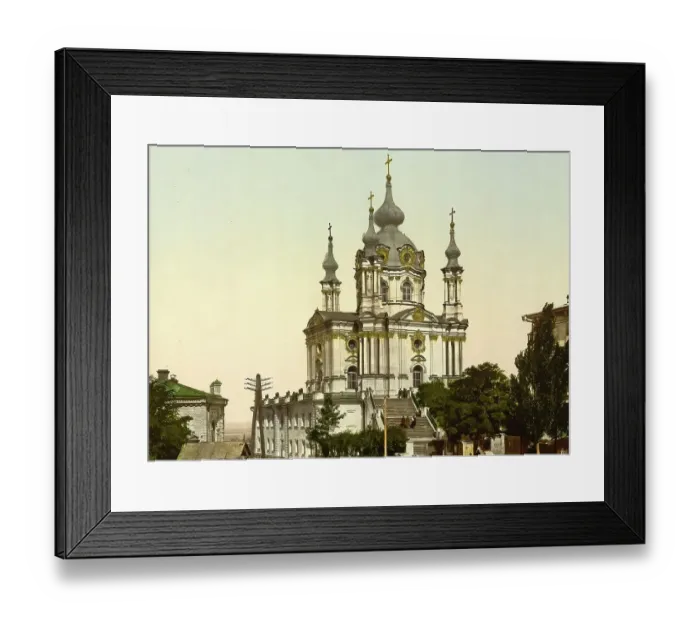 Framed Print : St. Andrew's Church, Kiev, Russia, Ukraine, c. 1890, Historic, digitally enhanced reproduction of a photochrome print of the period Framed Print : St. Andrew's Church, Kiev, Russia, Ukraine, c. 1890, Historic, digitally enhanced reproduction of a photochrome print of the period