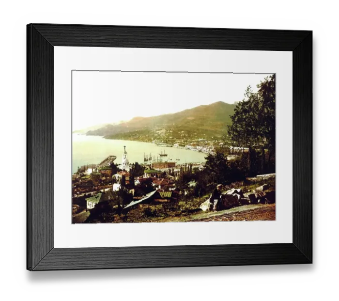 Framed Print : From the Gursuff, Gurzuf, Street, Yalta, Crimea, Russia, Ukraine, c. 1890, Historic, digitally enhanced reproduction of a photochrome print of the period Framed Print : From the Gursuff, Gurzuf, Street, Yalta, Crimea, Russia, Ukraine, c. 1890, Historic, digitally enhanced reproduction of a photochrome print of the period