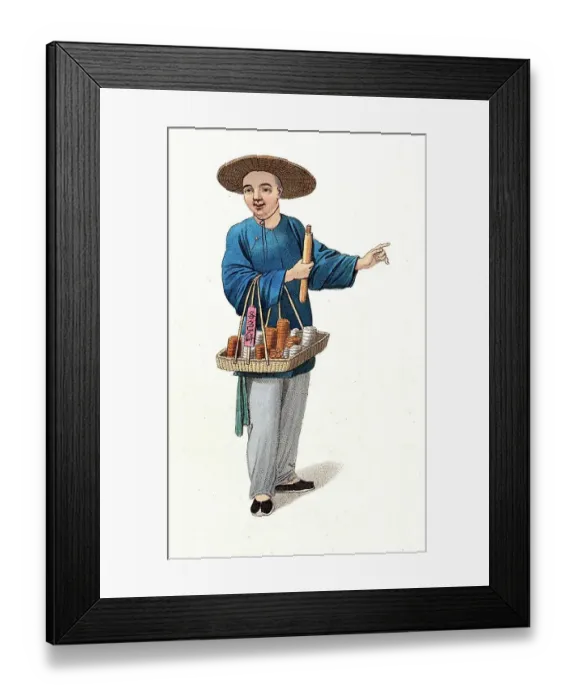 Framed Print : A Chinese apothecary carrying a basket of various remedies, c. 1810, China, Historic, digitally restored reproduction from a 19th century original Framed Print : A Chinese apothecary carrying a basket of various remedies, c. 1810, China, Historic, digitally restored reproduction from a 19th century original