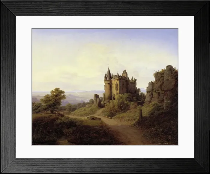 Framed Print : Buerresheim Castle is a castle in the Eifel, Rhineland-Palatinate, Germany, dating from the High Middle Ages and converted into a prestigious residence in the Baroque period, painting by F Framed Print : Buerresheim Castle is a castle in the Eifel, Rhineland-Palatinate, Germany, dating from the High Middle Ages and converted into a prestigious residence in the Baroque period, painting by F