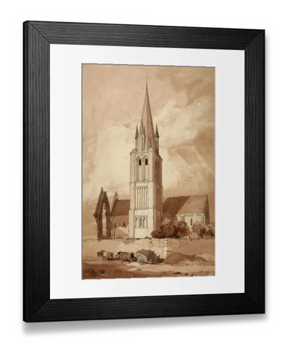 Framed Print : Church of Douvres in Normandy, c. 1820, France, Painting by John Sell Cotman, Historic, digitally restored reproduction from a 19th century original Framed Print : Church of Douvres in Normandy, c. 1820, France, Painting by John Sell Cotman, Historic, digitally restored reproduction from a 19th century original