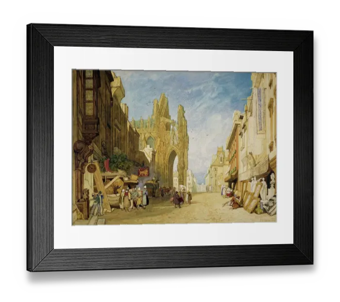 Framed Print : Street scene in Alencon, Normandy in 1828, France, Historical, digitally restored reproduction from a 19th century original