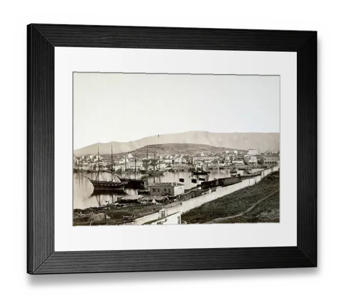 Framed Print : The Port of Piraeus, Piraeus, in 1875, Greece, Historical, digitally restored reproduction from a 19th century original
