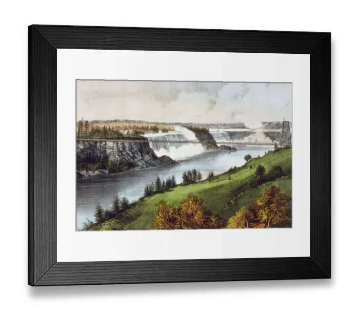 Framed Print : The new suspension bridge over Niagara Falls, 1880, Canada, America, Historic, digitally restored reproduction from an original of the time Framed Print : The new suspension bridge over Niagara Falls, 1880, Canada, America, Historic, digitally restored reproduction from an original of the time