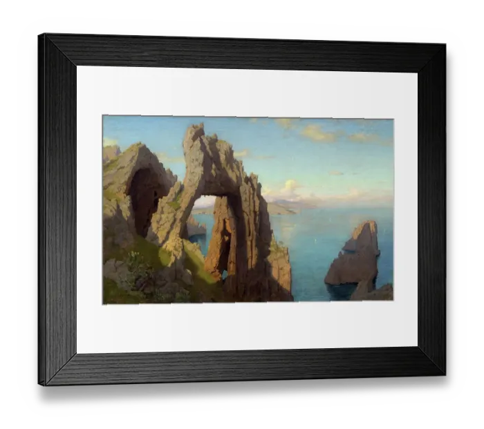 Framed Print : Natural rock arch on Capri, 1880, Italy, Historic, digitally restored reproduction from a 19th century original