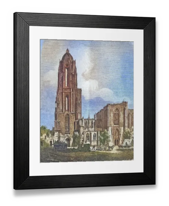 Framed Print : Frankfurt Cathedral after the fire catastrophe of 1869, Frankfurt am Main, Hesse, Germany, historical engraving, ca. 1869, Historical, digitally restored reproduction from a 19th century original, coloured, exact date unknown Framed Print : Frankfurt Cathedral after the fire catastrophe of 1869, Frankfurt am Main, Hesse, Germany, historical engraving, ca. 1869, Historical, digitally restored reproduction from a 19th century original, coloured, exact date unknown
