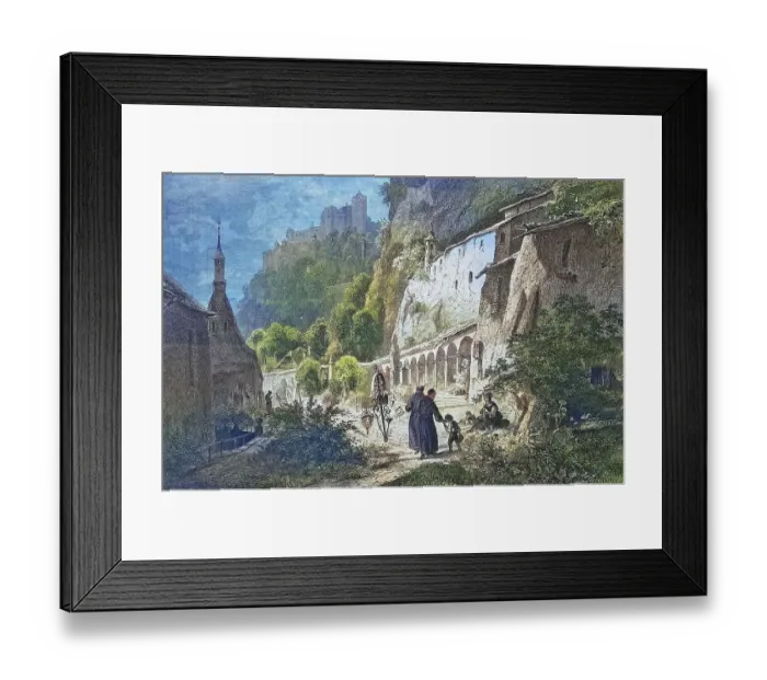 Framed Print : The cemetery of St. Peter in Salzburg, Austria, historical engraving, 1869, Historic, digitally restored reproduction from a 19th century original, coloured, exact date unknown