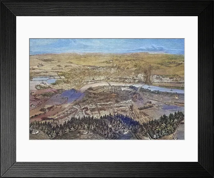 Framed Print : The redoubt belt around Dresden, Saxony, Germany, historical engraving, 1869, Historical, digitally restored reproduction from a 19th century original, coloured, exact date unknown