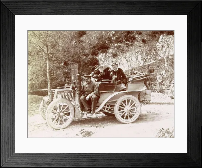 Framed Print : History of the Automobile, Society in an Automobile, probably near Aix-les-Bains, 1903, France, digitally restored reproduction from a 19th-20th century original Framed Print : History of the Automobile, Society in an Automobile, probably near Aix-les-Bains, 1903, France, digitally restored reproduction from a 19th-20th century original