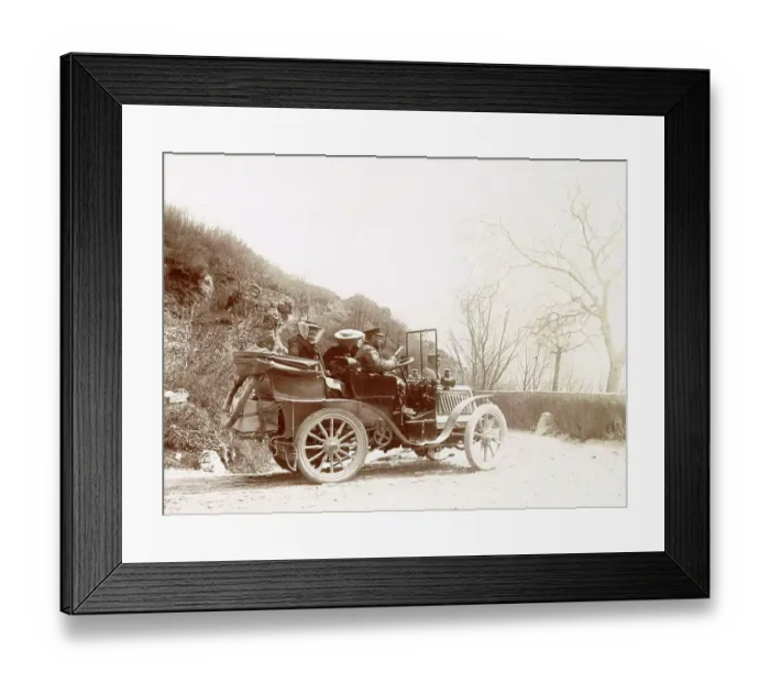 Framed Print : History of the Automobile, Society in an Automobile, probably near Aix-les-Bains, 1903, France, digitally restored reproduction from a 19th-20th century original Framed Print : History of the Automobile, Society in an Automobile, probably near Aix-les-Bains, 1903, France, digitally restored reproduction from a 19th-20th century original