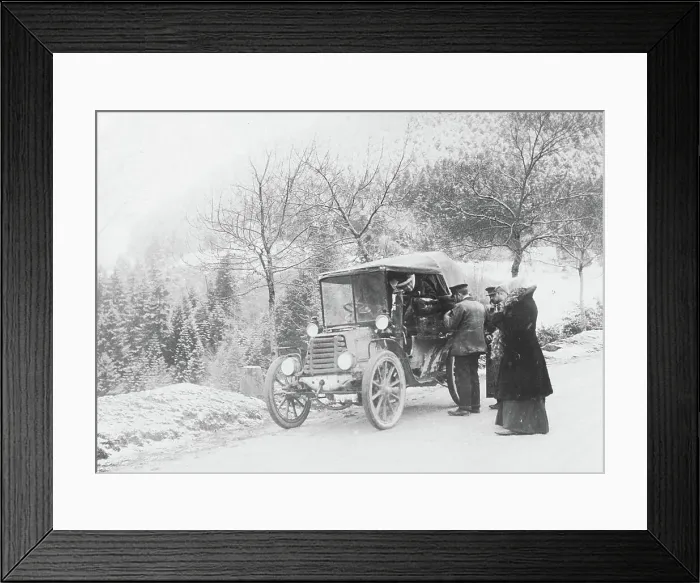 Framed Print : History of the Automobile, Company with a Car on a Road, probably in the Dauphine, 1903, France, digitally restored reproduction from a 19th-20th century original Framed Print : History of the Automobile, Company with a Car on a Road, probably in the Dauphine, 1903, France, digitally restored reproduction from a 19th-20th century original