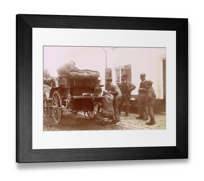 Framed Print : History of the automobile, participants of the Paris-Amsterdam race in their cars, probably in the Houffalize region, 1898, France, digitally restored reproduction from a 19th-20th century original Framed Print : History of the automobile, participants of the Paris-Amsterdam race in their cars, probably in the Houffalize region, 1898, France, digitally restored reproduction from a 19th-20th century original