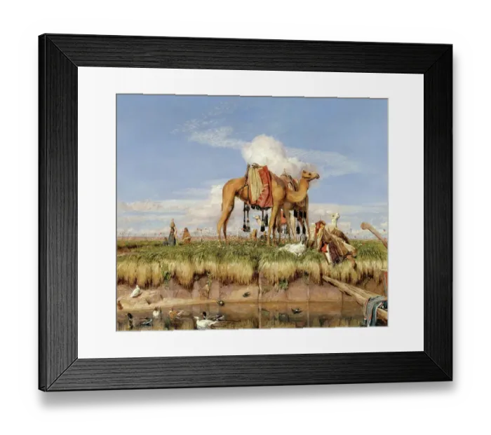 Framed Print : On the Banks of the Nile, Camels Stand on the Shore, Ducks Swim on the Surface of the Water, Egypt, 1876, Painting by John Frederick Lewis, Historic, digitally restored reproduction from a 19th century original Framed Print : On the Banks of the Nile, Camels Stand on the Shore, Ducks Swim on the Surface of the Water, Egypt, 1876, Painting by John Frederick Lewis, Historic, digitally restored reproduction from a 19th century original