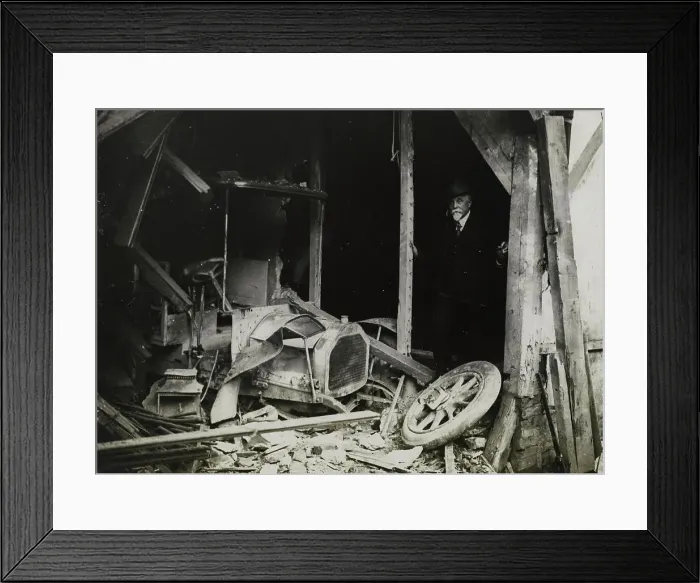 Framed Print : History of the automobile, car wreck after an accident around 1910, France, digitally restored reproduction from a 19th 20th century original Framed Print : History of the automobile, car wreck after an accident around 1910, France, digitally restored reproduction from a 19th 20th century original