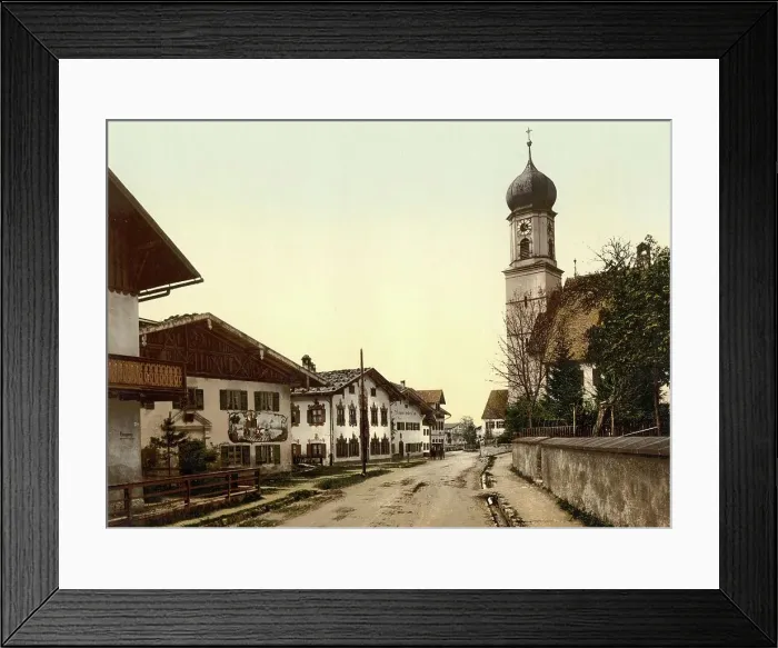 Framed Print : Oberammergau in Bavaria, c. 1890, Germany, Historical, digitally restored reproduction from a 19th century original