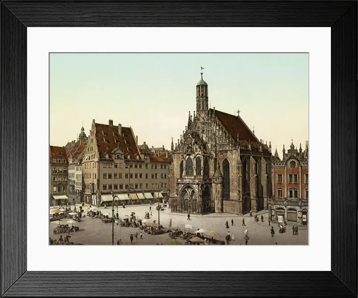 Framed Print : Market Square and Church of Our Lady in Nuremberg, Bavaria, c. 1890, Germany, Historic, digitally restored reproduction from a 19th century original Framed Print : Market Square and Church of Our Lady in Nuremberg, Bavaria, c. 1890, Germany, Historic, digitally restored reproduction from a 19th century original