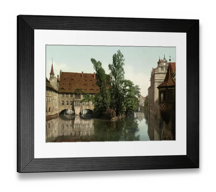 Framed Print : The Holy Spirit Hospital, Heilig-Geist-Haus, in the Pegnitz in Nuremberg, Bavaria, c. 1890, Germany, Historic, digitally restored reproduction from a 19th century original Framed Print : The Holy Spirit Hospital, Heilig-Geist-Haus, in the Pegnitz in Nuremberg, Bavaria, c. 1890, Germany, Historic, digitally restored reproduction from a 19th century original