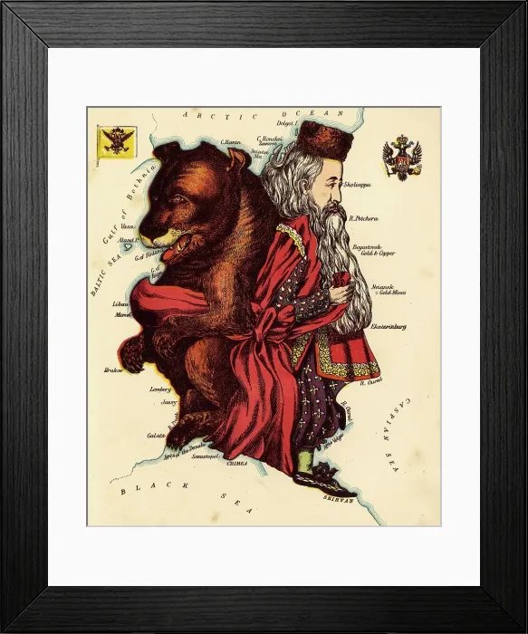 Framed Print : Personified map, c. 1880, Russia, depicted with a Pope and a Bear, Historical, digitally restored reproduction from a 19th century original Framed Print : Personified map, c. 1880, Russia, depicted with a Pope and a Bear, Historical, digitally restored reproduction from a 19th century original