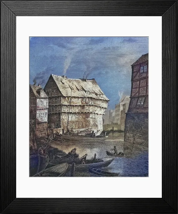 Framed Print : Hamburger Fleet, Hamburg, Germany, historical engraving, 1869, Historic, digitally restored reproduction from a 19th century original, coloured, exact date unknown Framed Print : Hamburger Fleet, Hamburg, Germany, historical engraving, 1869, Historic, digitally restored reproduction from a 19th century original, coloured, exact date unknown