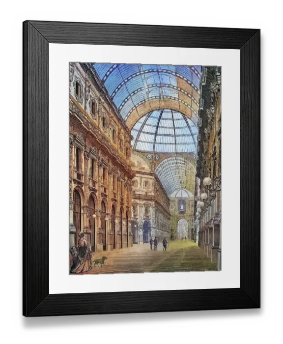 Framed Print : The Victor Emanuel Gallery in Milan, Italy, historical engraving, 1869, Historic, digitally restored reproduction from a 19th century original, coloured, exact date unknown