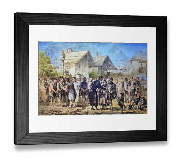 Framed Print : An Election Day in the Bavarian Mountains, Bavaria, Germany, historical engraving, circa. 1870, Historic, digitally restored reproduction from a 19th century original, coloured, exact date unknown Framed Print : An Election Day in the Bavarian Mountains, Bavaria, Germany, historical engraving, circa. 1870, Historic, digitally restored reproduction from a 19th century original, coloured, exact date unknown