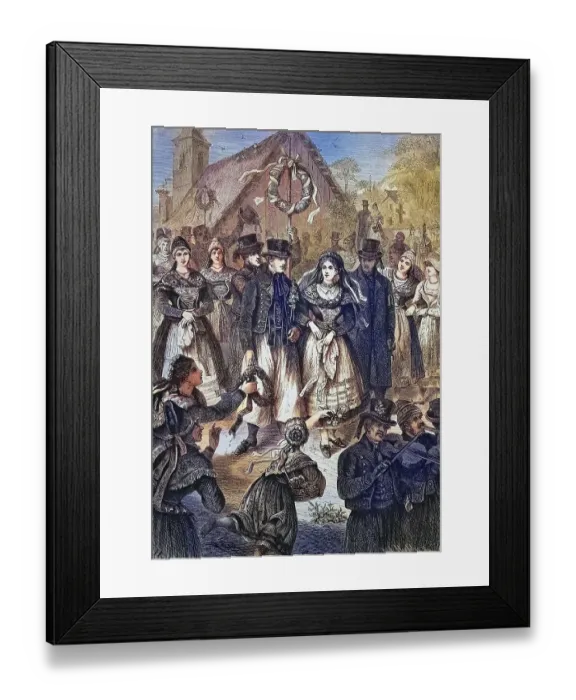 Framed Print : Wedding procession in Moenchgut on the island of Ruegen, Mecklenburg-Western Pomerania, Germany, historical engraving, circa. 1870, historical, digitally restored reproduction from a 19th century original, coloured, exact date unknown Framed Print : Wedding procession in Moenchgut on the island of Ruegen, Mecklenburg-Western Pomerania, Germany, historical engraving, circa. 1870, historical, digitally restored reproduction from a 19th century original, coloured, exact date unknown