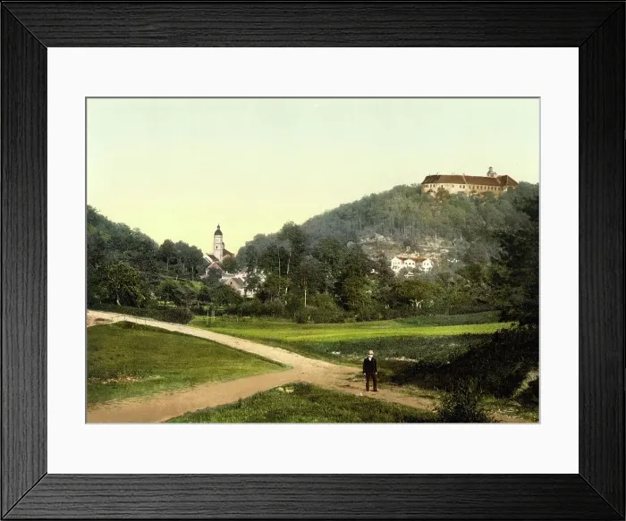 Framed Print : Waltershausen and Tenneberg Castle, Thuringia, c. 1890, Germany, Historic, digitally restored reproduction from a 19th century original Framed Print : Waltershausen and Tenneberg Castle, Thuringia, c. 1890, Germany, Historic, digitally restored reproduction from a 19th century original