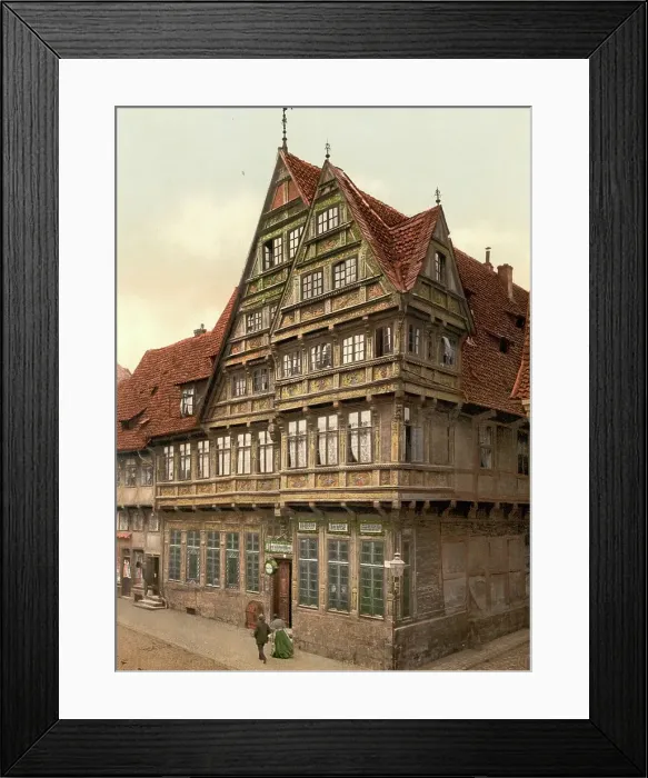 Framed Print : Half-timbered house in Hildesheim, Lower Saxony, c. 1890, Germany, Historic, digitally restored reproduction from a 19th century original Framed Print : Half-timbered house in Hildesheim, Lower Saxony, c. 1890, Germany, Historic, digitally restored reproduction from a 19th century original