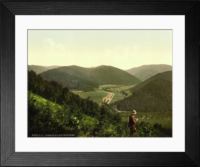 Framed Print : Oder Valley and View to the Brocken in the Harz Mountains, c. 1890, Germany, Historic, digitally restored reproduction from a 19th century original Framed Print : Oder Valley and View to the Brocken in the Harz Mountains, c. 1890, Germany, Historic, digitally restored reproduction from a 19th century original