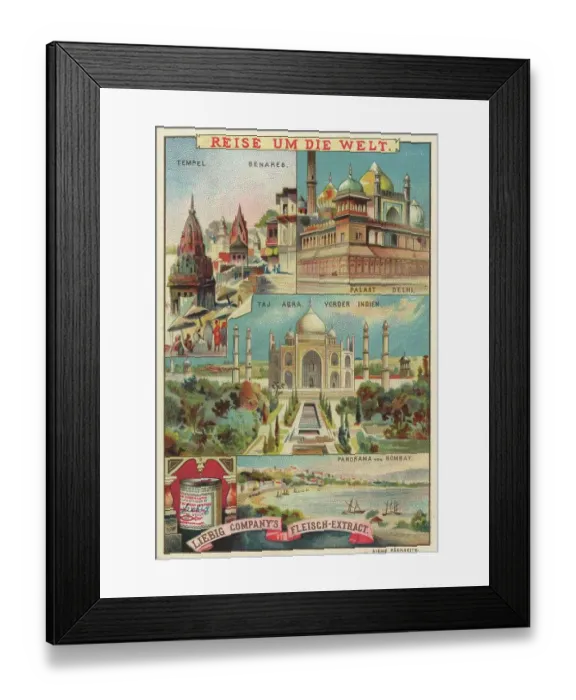 Framed Print : India, digitally restored reproduction of a public domain collector's picture from c. 1900, Liebig picture series Travels around the World, (1893) Framed Print : India, digitally restored reproduction of a public domain collector's picture from c. 1900, Liebig picture series Travels around the World, (1893)