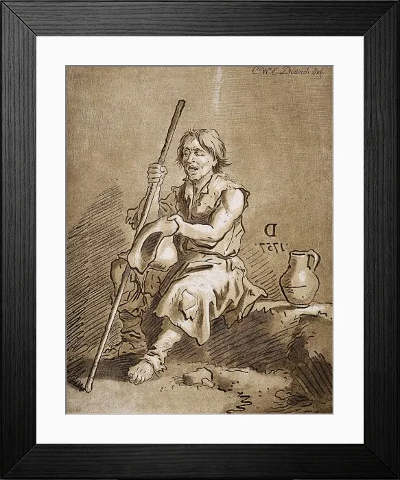 Framed Print : A Blind Beggar Holding Out His Hat for Money, 1757, Germany, Historic, digitally restored reproduction from a 19th century original Framed Print : A Blind Beggar Holding Out His Hat for Money, 1757, Germany, Historic, digitally restored reproduction from a 19th century original