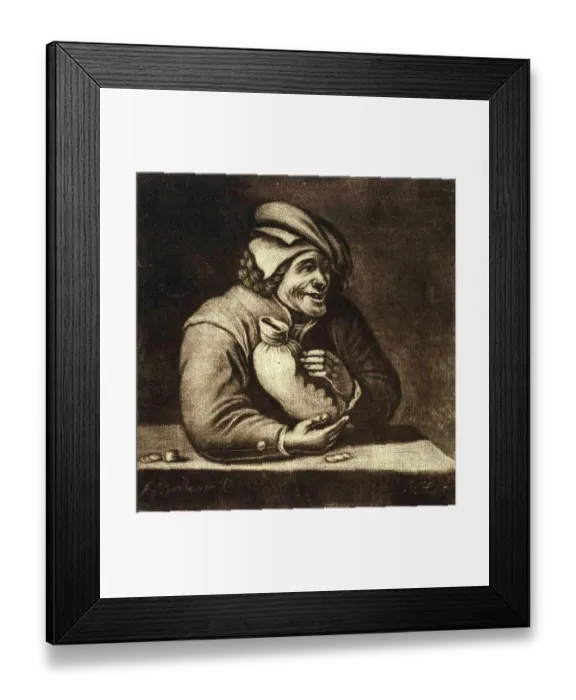 Framed Print : Man with a purse, rich merchant with a sack of money, 1723, France, Historic, digitally restored reproduction from a 19th century original