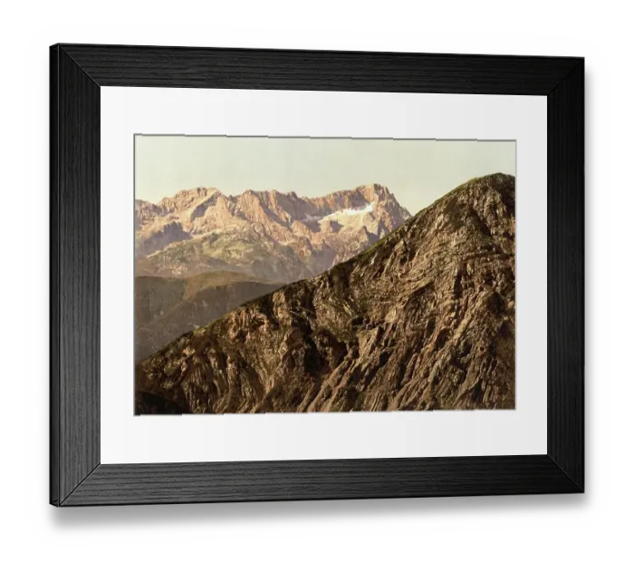 Framed Print : The Wetterstein Mountains, a mountain group of the Northern Limestone Alps in southern Germany, in Bavaria, c. 1890, Germany, Historic, digitally restored reproduction from a 19th century original Framed Print : The Wetterstein Mountains, a mountain group of the Northern Limestone Alps in southern Germany, in Bavaria, c. 1890, Germany, Historic, digitally restored reproduction from a 19th century original