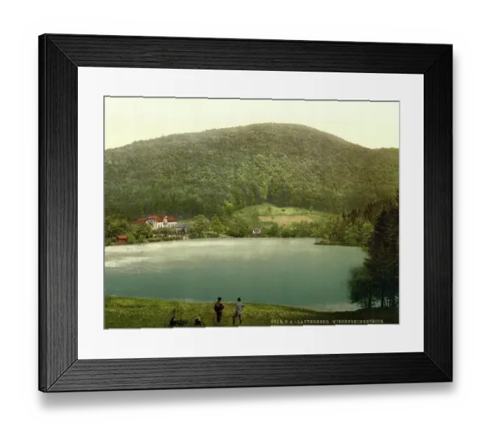 Framed Print : The Wiesenbeker Pond in Bad Lauterberg in Harz, Lower Saxony, c. 1890, Germany, Historic, digitally restored reproduction from a 19th century original