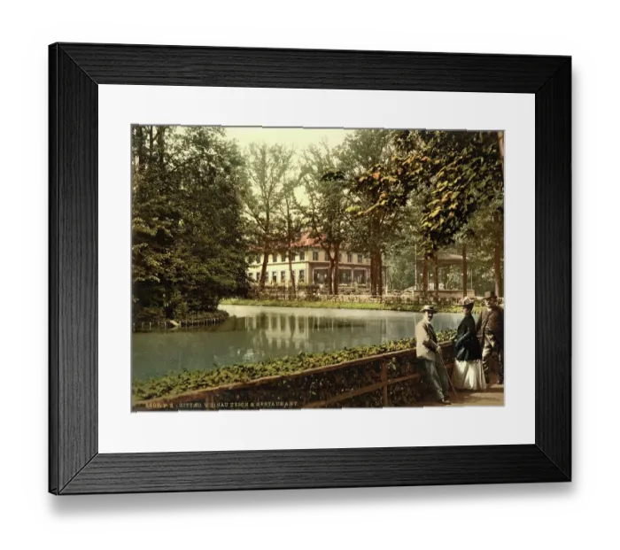 Framed Print : The Vineyard Pond and Restaurant in Zittau, Saxony, c. 1890, Germany, Historic, digitally restored reproduction from a 19th century original Framed Print : The Vineyard Pond and Restaurant in Zittau, Saxony, c. 1890, Germany, Historic, digitally restored reproduction from a 19th century original