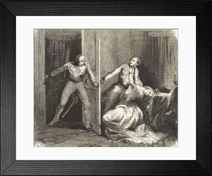 Framed Print : Husband discovers his woman and lover in his house, 1880, France, Historic, digitally restored reproduction from a 19th century original Framed Print : Husband discovers his woman and lover in his house, 1880, France, Historic, digitally restored reproduction from a 19th century original
