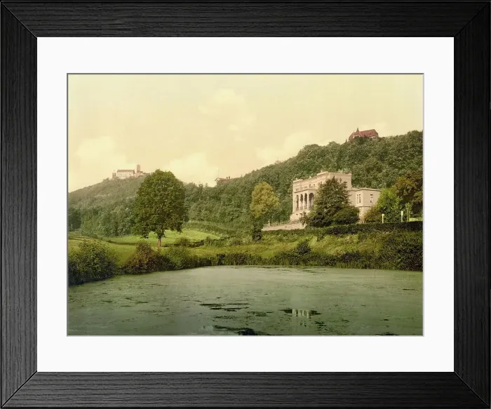 Framed Print : The Reuter Villa and Wartburg Castle near Eisenach, Thuringia, c. 1890, Germany, Historic, digitally restored reproduction from a 19th century original Framed Print : The Reuter Villa and Wartburg Castle near Eisenach, Thuringia, c. 1890, Germany, Historic, digitally restored reproduction from a 19th century original