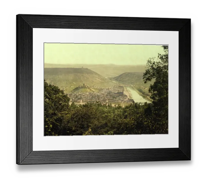 Framed Print : Bingen and the Rhine seen from the Niederwald, Rhineland-Palatinate, c. 1890, Germany, Historic, digitally restored reproduction from a 19th century original Framed Print : Bingen and the Rhine seen from the Niederwald, Rhineland-Palatinate, c. 1890, Germany, Historic, digitally restored reproduction from a 19th century original