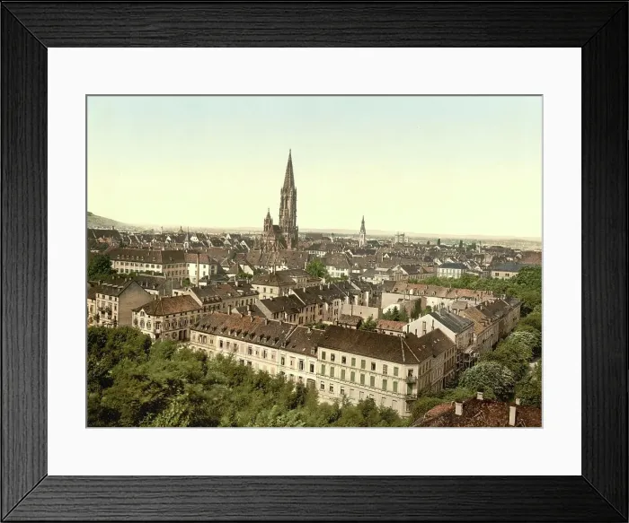 Framed Print : Freiburg im Breisgrau, City Panorama and the Cathedral, Baden-Wuerttemberg, c. 1890, Germany, Historic, digitally restored reproduction from a 19th century original Framed Print : Freiburg im Breisgrau, City Panorama and the Cathedral, Baden-Wuerttemberg, c. 1890, Germany, Historic, digitally restored reproduction from a 19th century original