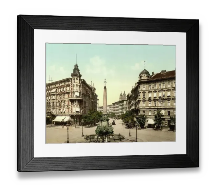 Framed Print : Fountain on Breiter Weg in Magdeburg, Saxony-Anhalt, c. 1890, Germany, Historic, digitally restored reproduction from a 19th century original Framed Print : Fountain on Breiter Weg in Magdeburg, Saxony-Anhalt, c. 1890, Germany, Historic, digitally restored reproduction from a 19th century original