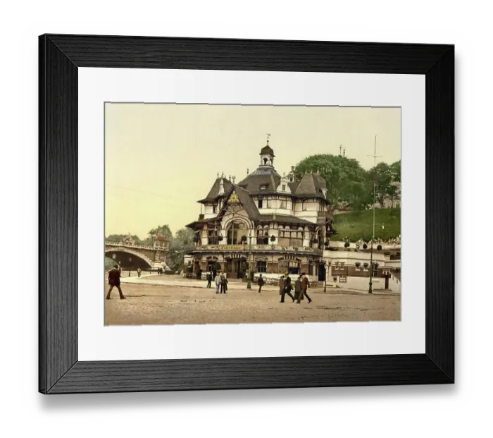 Framed Print : Ferry Building, Seaward and Karsten Miles Bridge in Hamburg, c. 1890, Germany, Historic, digitally restored reproduction from a 19th century original