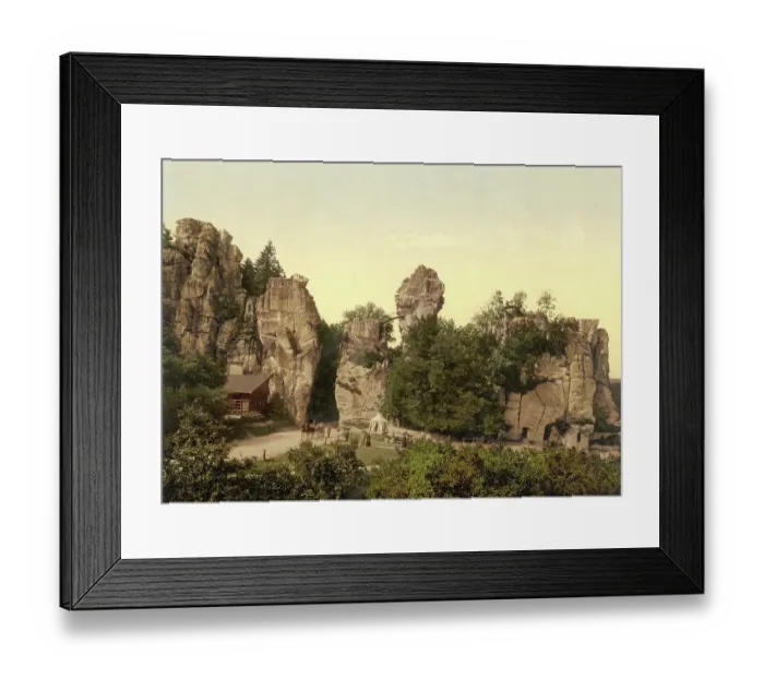 Framed Print : The Externsteine near Detmold, North Rhine-Westphalia, c. 1890, Germany, Historic, digitally restored reproduction from a 19th century original
