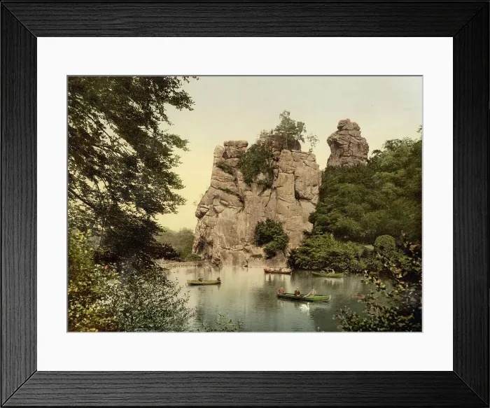 Framed Print : The Externsteine near Detmold, North Rhine-Westphalia, c. 1890, Germany, Historic, digitally restored reproduction from a 19th century original Framed Print : The Externsteine near Detmold, North Rhine-Westphalia, c. 1890, Germany, Historic, digitally restored reproduction from a 19th century original