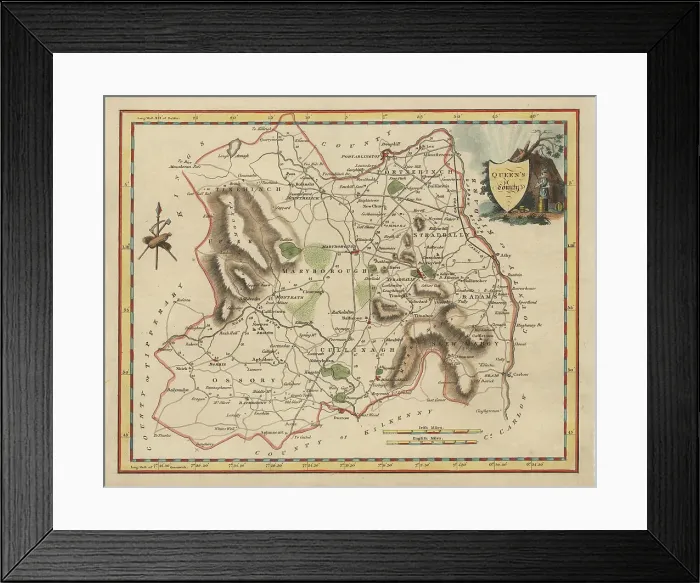 Framed Print : Antique map of Queens County Ireland Framed Print : Antique map of Queens County Ireland