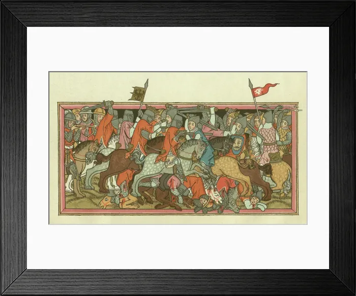 Framed Print : Battle of Mühldorf, on September 28, 1322, lithograph, published 1880 Framed Print : Battle of Mühldorf, on September 28, 1322, lithograph, published 1880