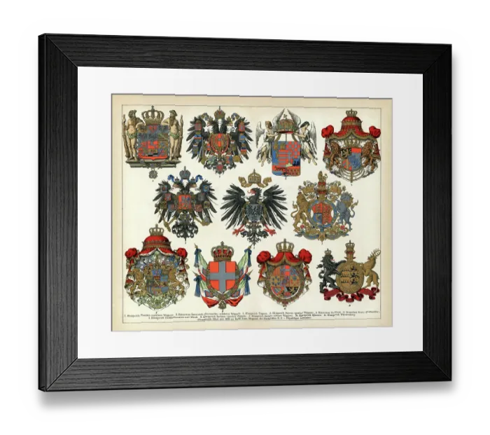 Framed Print : Badges from countries in Europe 19th century Framed Print : Badges from countries in Europe 19th century