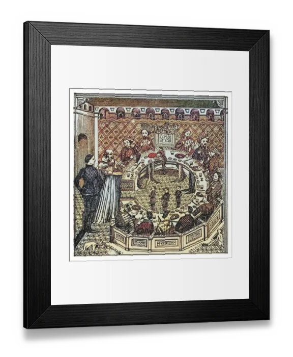 Framed Print : Old engraved illustration of King Arthur and his round table Framed Print : Old engraved illustration of King Arthur and his round table